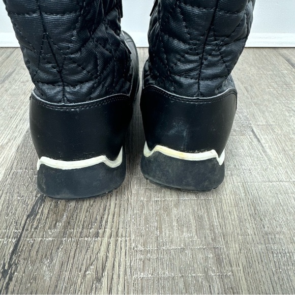 Lands End Snow Boots Black Quilted Winter Tall Sherpa Lined Girls Size 4 - Picture 4 of 13